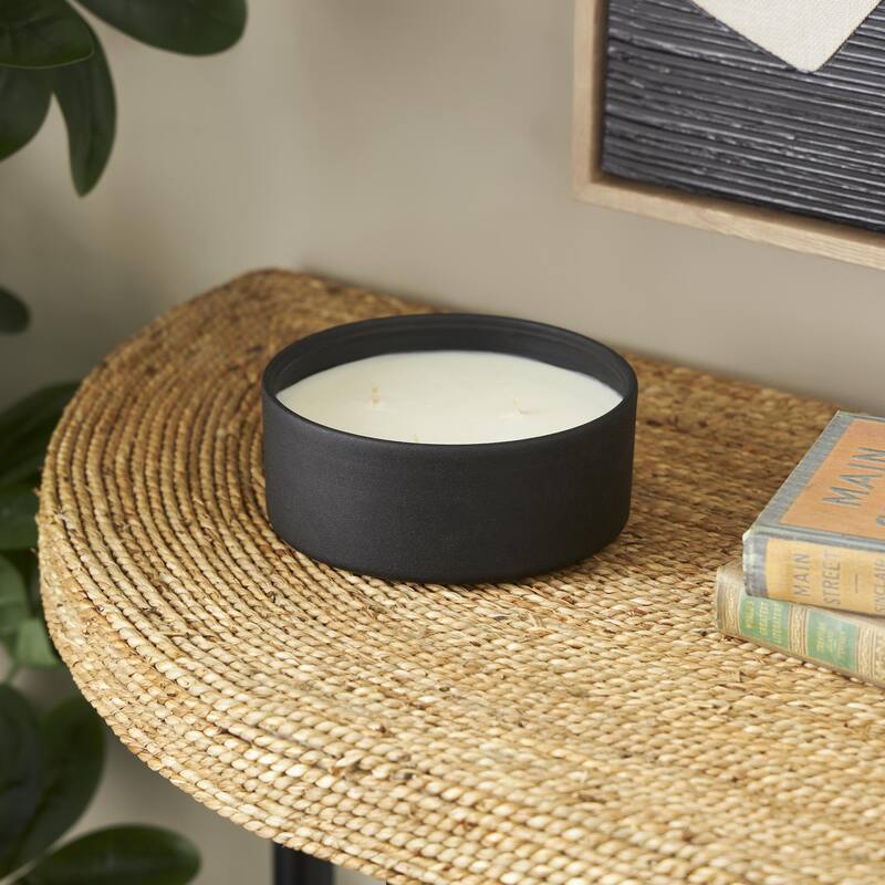 Beige, Black or Cream Metal Scented Textured 22oz 3 Wick Decorative Candle with White Wax