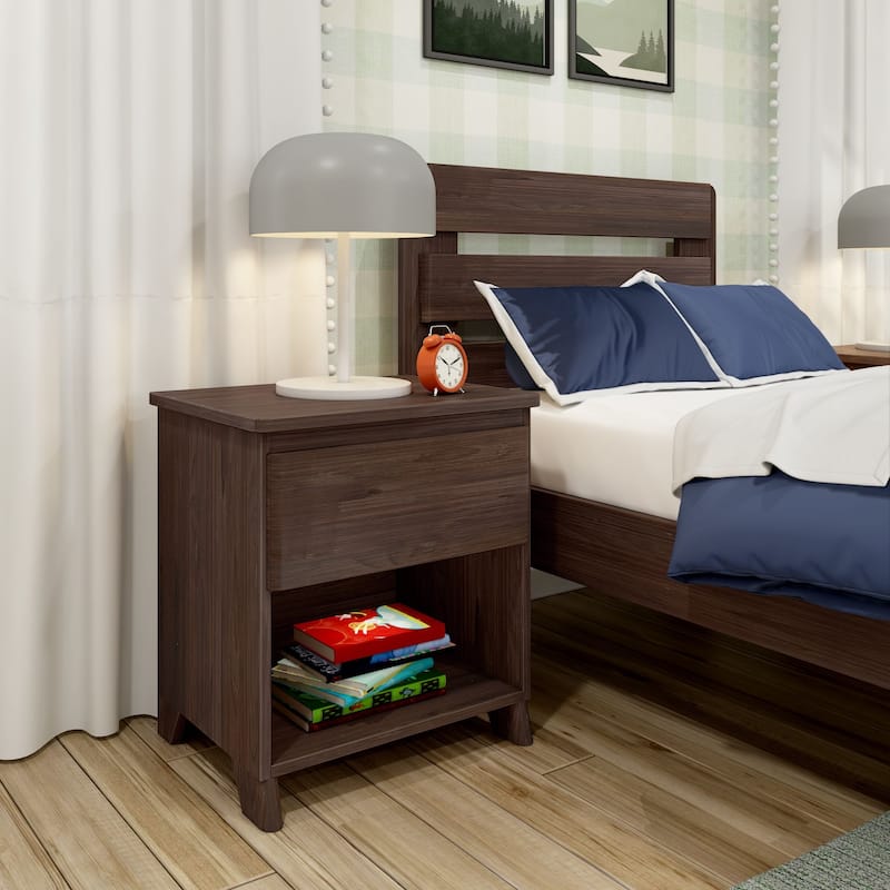 Max and Lily Farmhouse Nightstand with 1 Drawer - Barnwood Brown