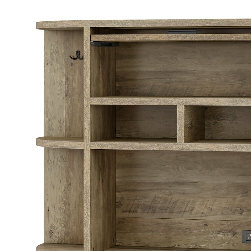 67" Kitchen Pantry Cabinets with Microwave Stand & Charging Station