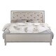 preview thumbnail 1 of 3, Lee Button Tufted Faux Leather California King Bed, Champagne