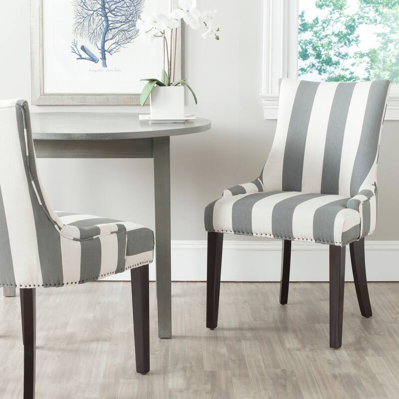 SAFAVIEH Lester Dining Chair (Set of 2) - 24"W x 25"D x 39"H - Grey/Bone - Set of 2