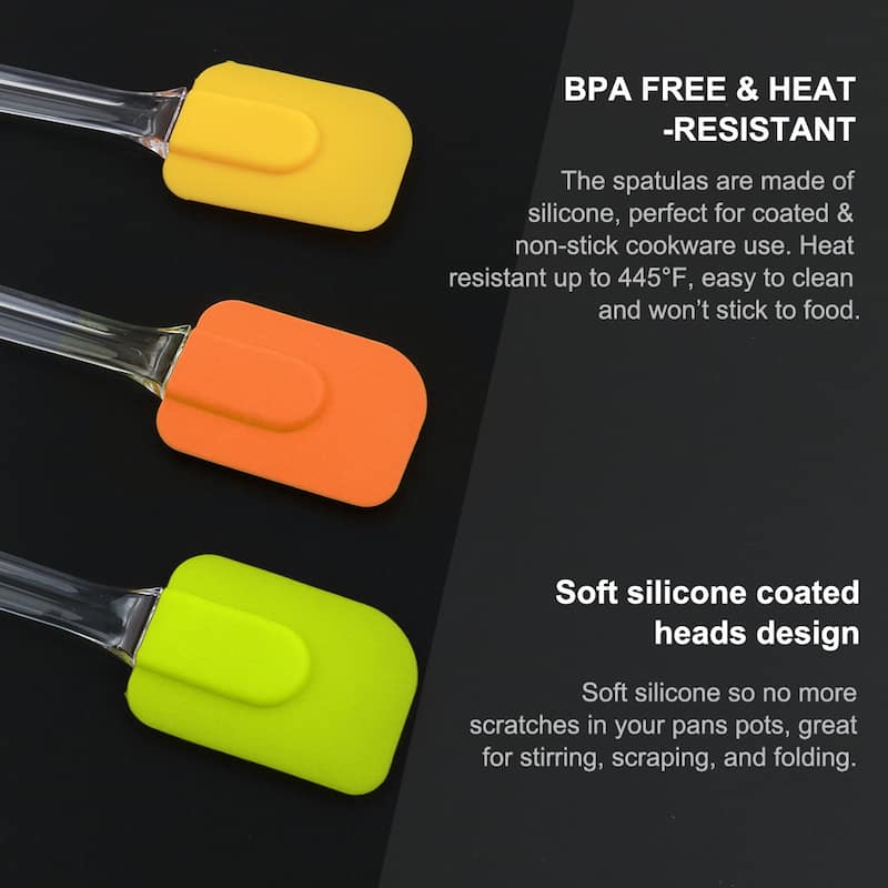 3pcs Flexible Silicone Spatula Set Heat Resistant Non Stick - 7.3" x 1.7"(L*W)