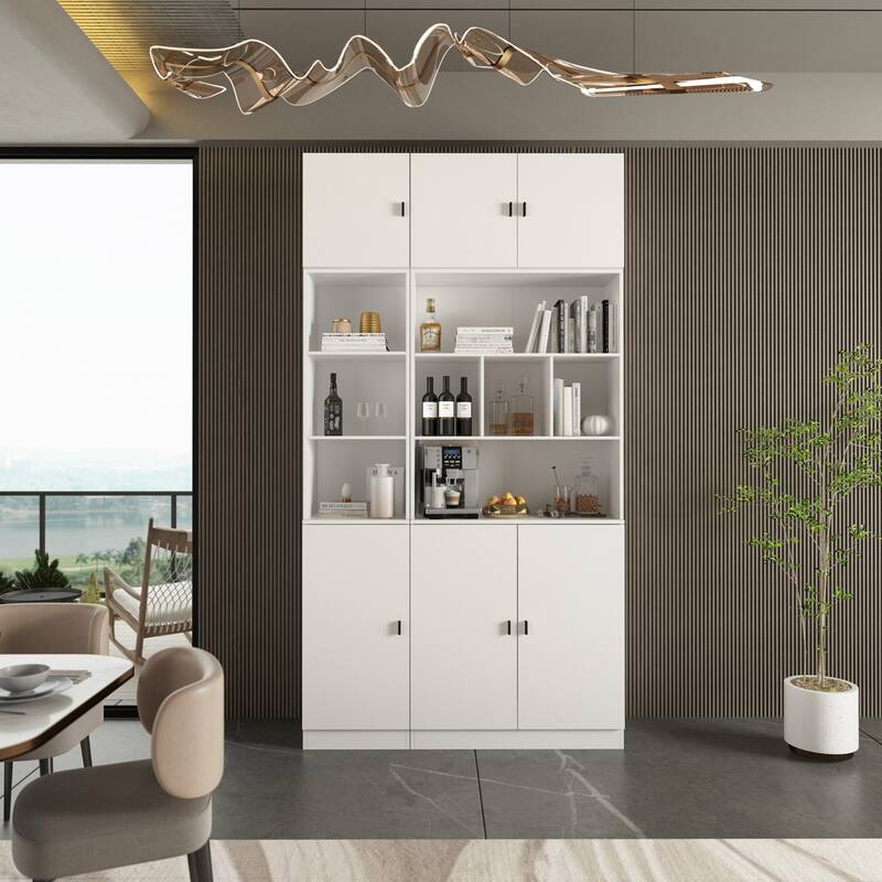 Various Combined Bookcase Kitchen Cabinet Display Cabinet Pantry - 6Door/10Shelf