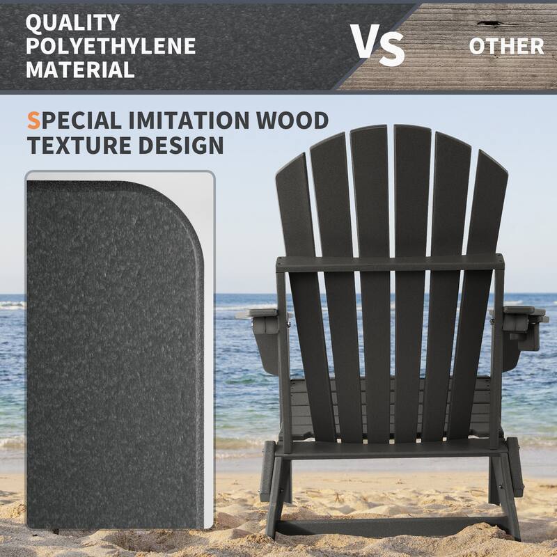 Vrakae Folding Adirondack Chair with Cup Holder Set of 2