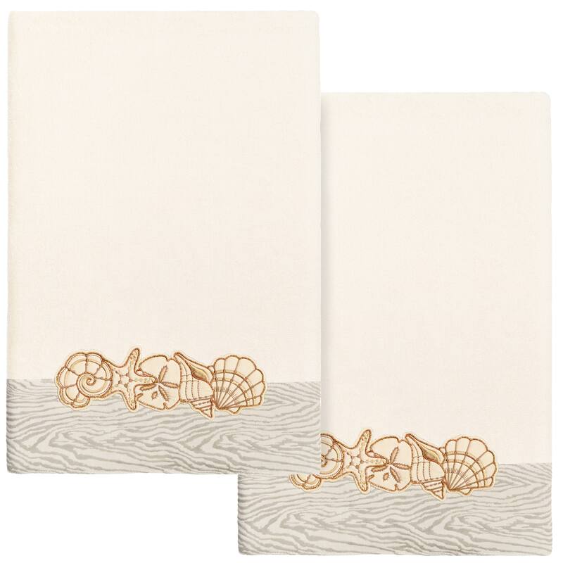 Authentic Hotel and Spa Turkish Cotton Shell Row 2PC Bath Towel Set - Beige