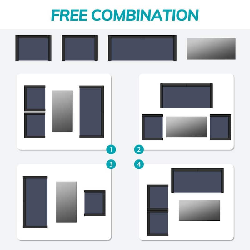 4-Piece Wicker Outdoor Sofa Set, 1 Loveseats, 2 Single Sofas, 1 Table