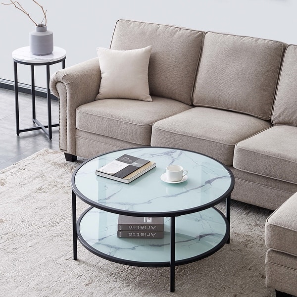 Living Room Glass Coffee Table With Large Storage Space Overstock 32313038