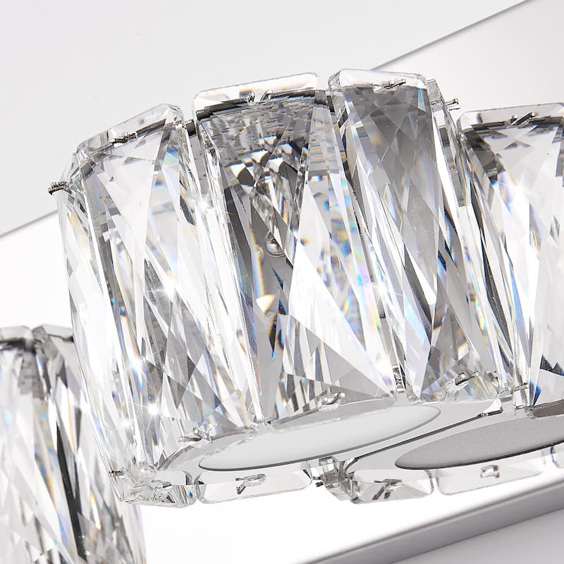 41" Modern Crystal 6-Light LED Wall Sconce,Elegant Chrome Bathroom Vanity Light with Clear Crystal Shades