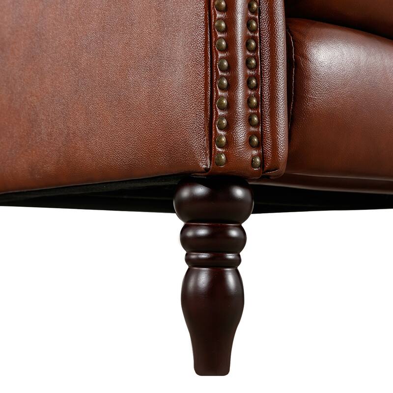Genuine Leather Push Back Adjustable Recliner with Comfortable Arms for Living Room Chair