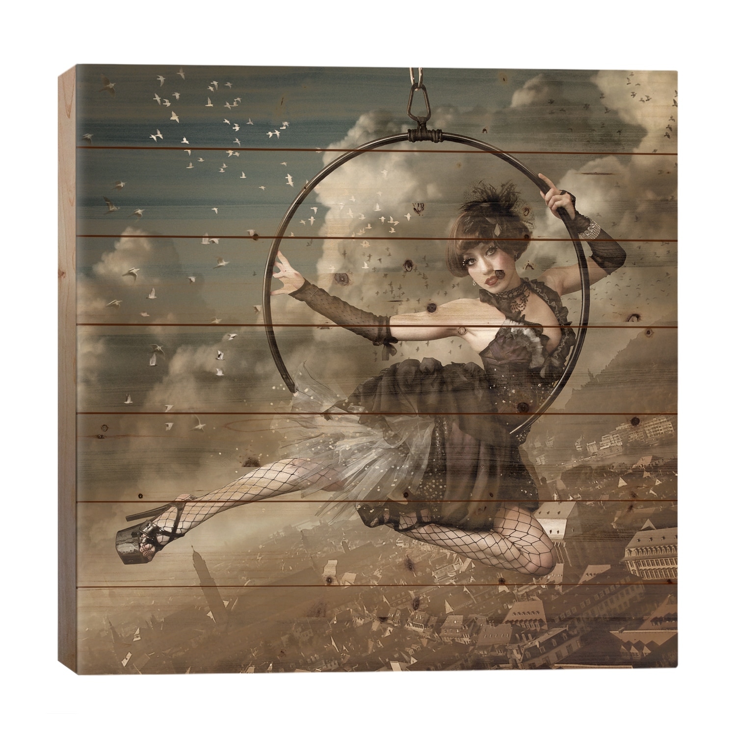 The Greatest Show In The Sky Print On Wood by Kiyo Murakami - Multi-Color