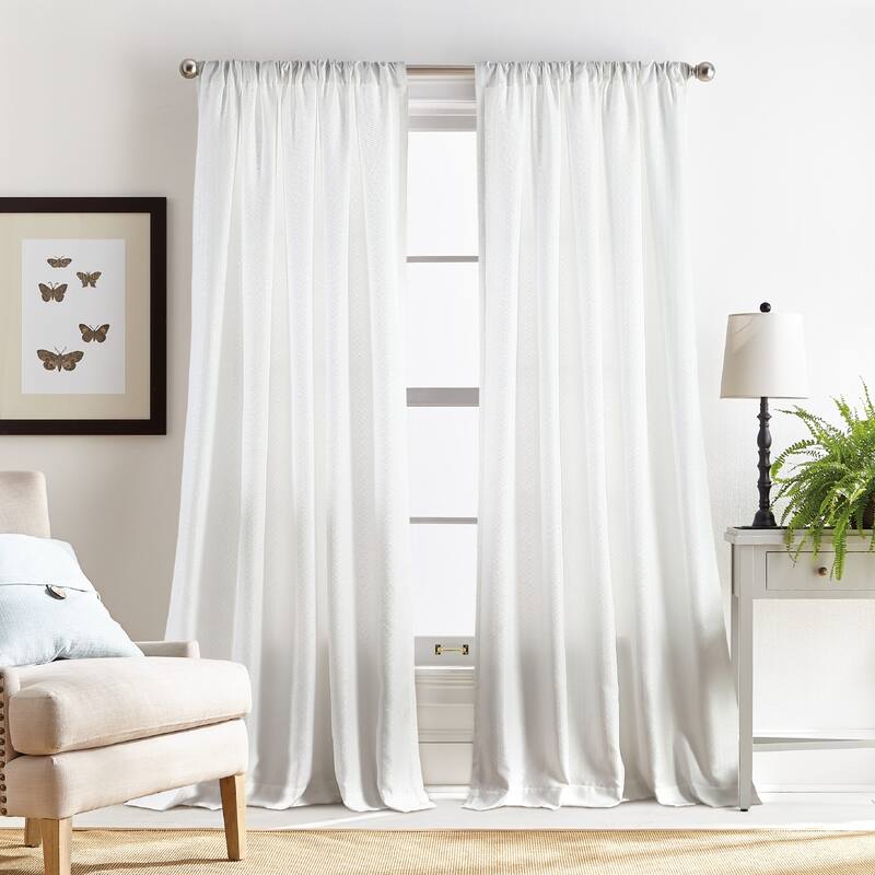 Martha Stewart Chenille Stitch Semi Sheer Rod Pocket Window Curtain - Panel Pair or Valance