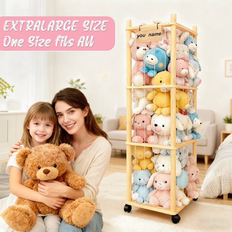 Plush Toy Rack, Vertical Plush Toy Storage Rack - Large Capacity, Space-Saving for Playrooms, Kids' Rooms - 16"x16"x53"