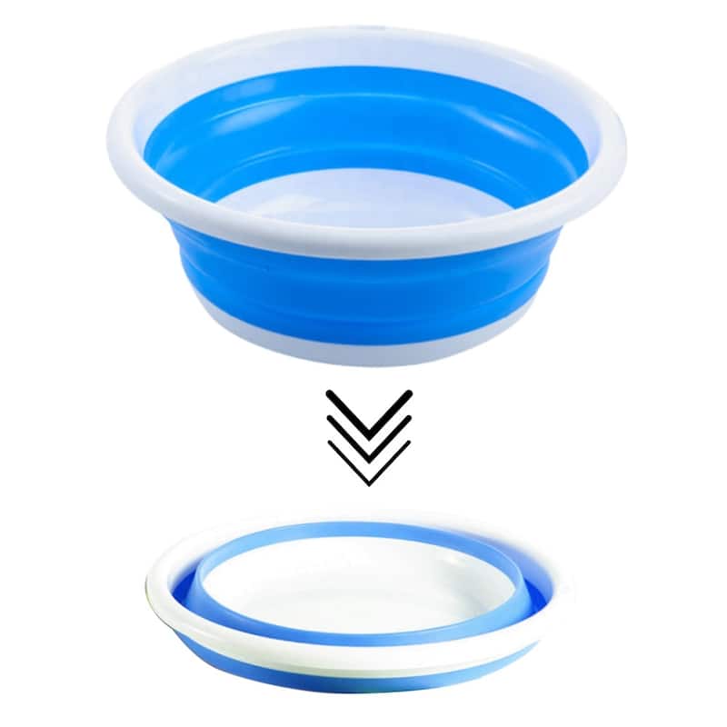 Plastic Round Collapsible Washbasin Dishpan Collapsible Saving Space, 5.5 Quart