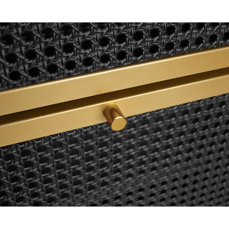 Modern Freestanding Shoe Storage Cabinet with 3 Metal Doors