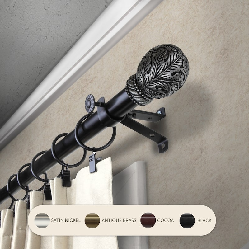 InStyleDesign Laurel Adjustable Curtain Rod - 28 to 48 inches - Black