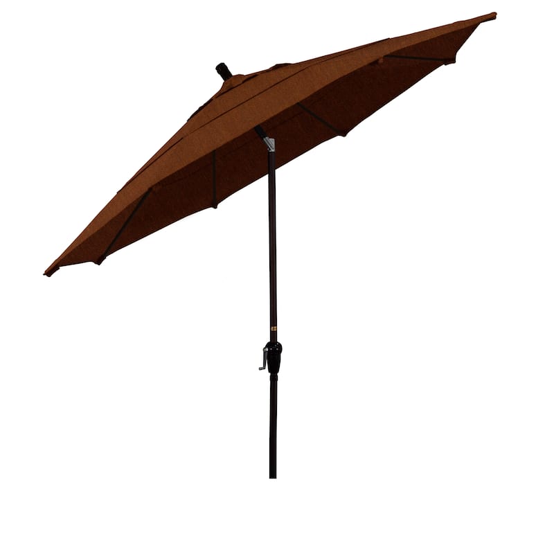 California Umbrella 11' Rd Sunset Series Patio Umbrella Bronze Aluminum Frame Crank Lift Auto Tilt Sunbrella