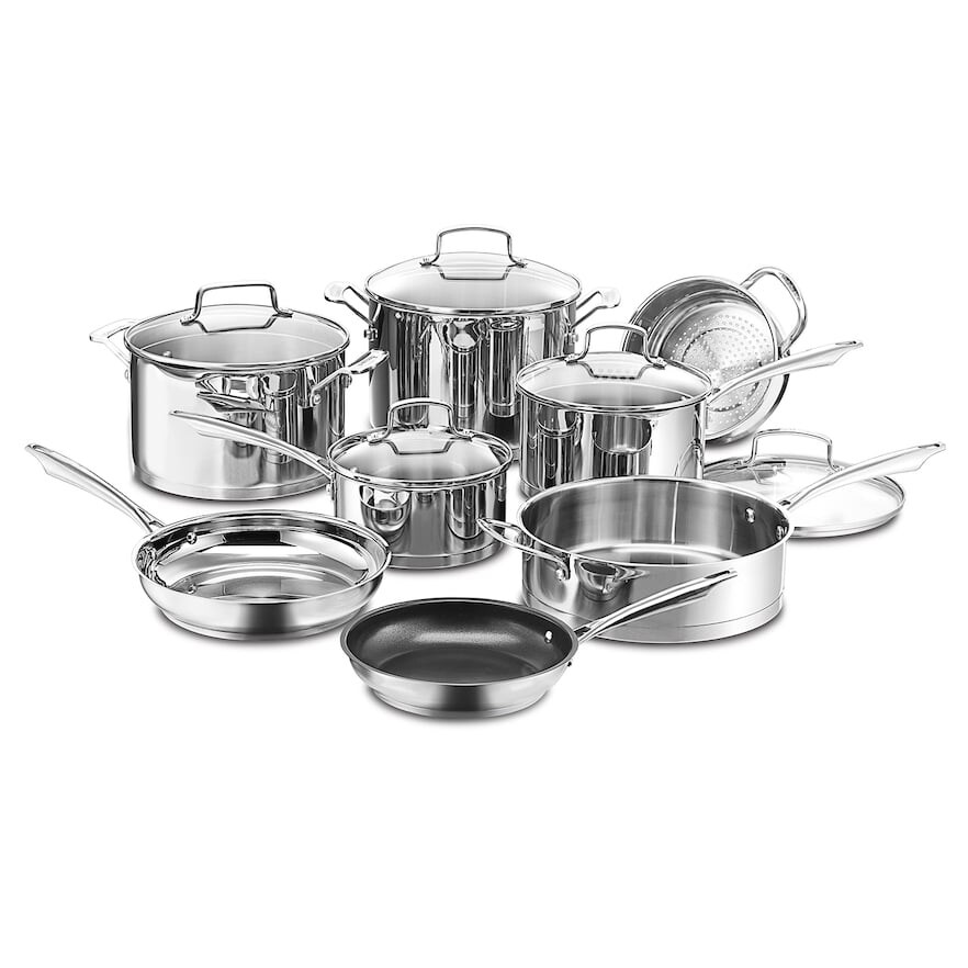 Cuisinart 11-Piece Cookware Set, Professional Stainless Steel, 89-11,Silver
