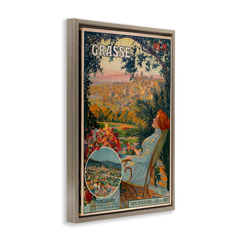 Stupell Vintage Grasse Advertisement Framed Floater Canvas Wall Art Design By Marcus Jules