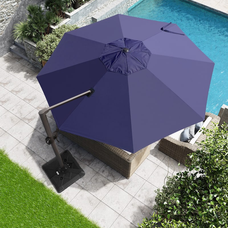 Pellebant Patio Cantilever Offset Umbrella 12 FT Round with No Base