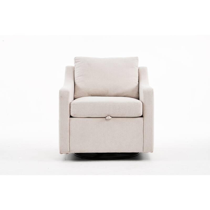 360° Swivel Accent Chair with 1 Back Pillow, Teddy Upholstered Reading Chair with Rivet Trim, Single Sofa Chair for Living Room