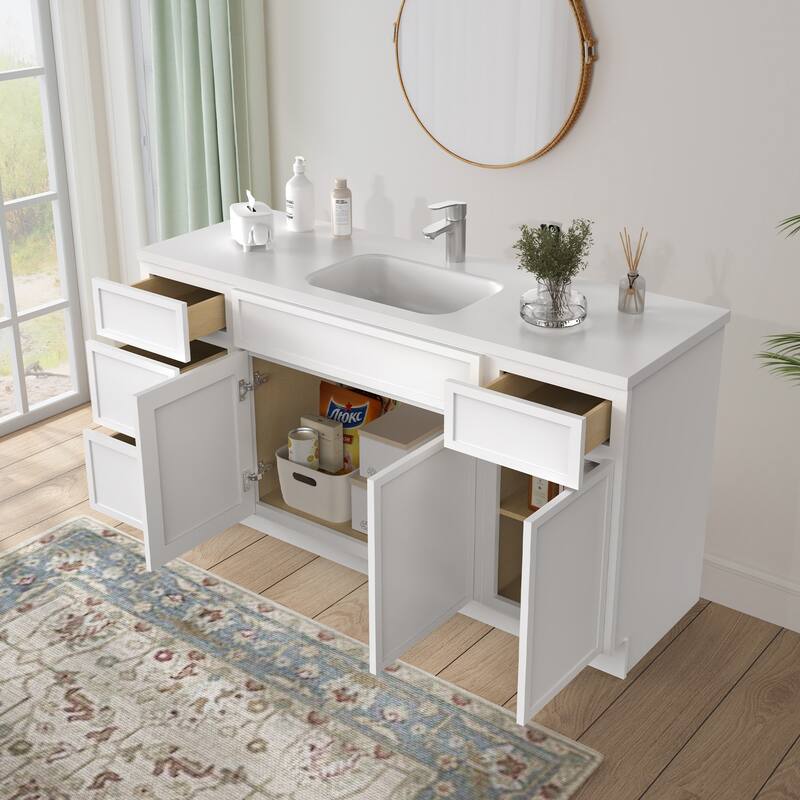 Vanity Art 66" Birch Freestanding Bathroom Vanity Cabinet without Top