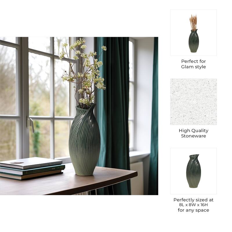 Ceramic Stylish Rubpert Contemporary Vase - Green