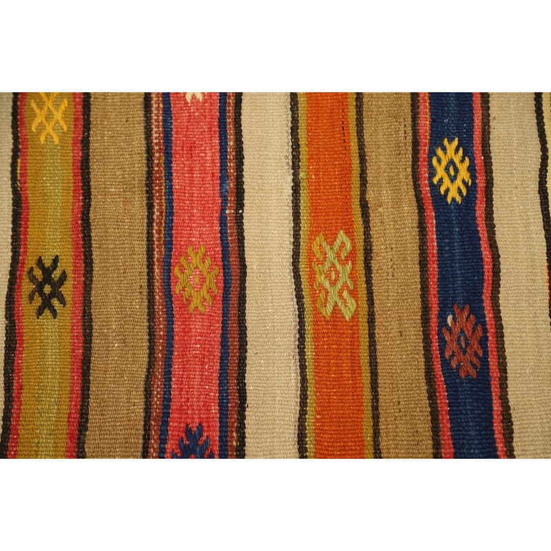 Hand Woven Oriental 100% Wool Carpet Southwestern Tribal Multi-Colored Kilim Area Rug - 7' 10'' X 4' 9''