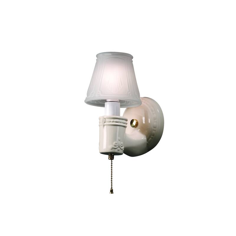 Justice Design American Classics - Vintage Round w/ Clip-On Glass Shade Wall Sconce - Vanilla (Gloss) - Vanilla Gloss, Polished Brass