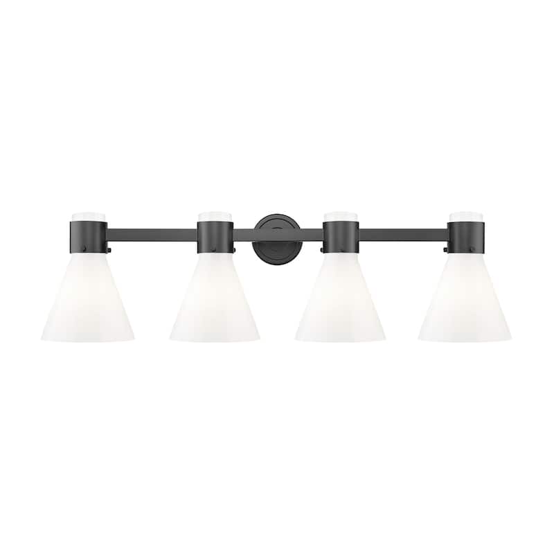 Innovations Lighting 464-4W-10-34 Lawton Cone Vanity Lawton Cone 4 - Matte Black / Gloss White
