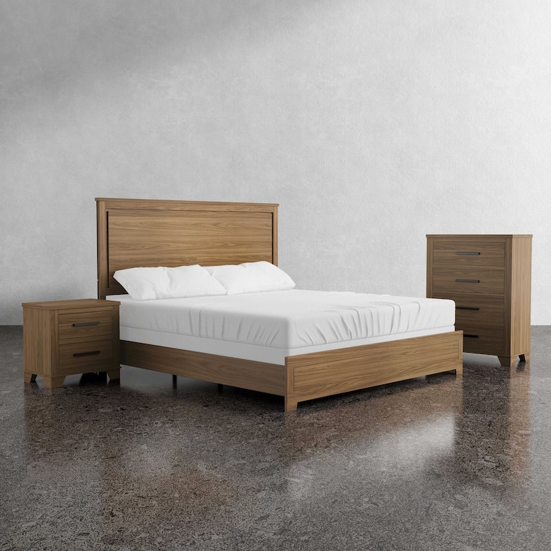 Furniture of America Nyess Modern Chestnut Brown 3-Piece Wood Bedroom Set - Queen