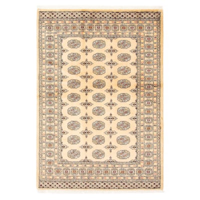 ECARPETGALLERY Hand-knotted Peshawar Bokhara Beige Wool Rug - 4'7 x 6'8