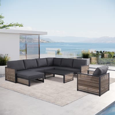 Cadora Teak 6 - Person Outdoor Sectional Seating Group-Right Hand Facing
