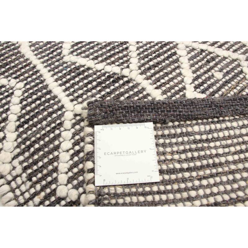 ECARPETGALLERY Braid weave Sienna Grey Wool Rug - 5'0 x 8'1