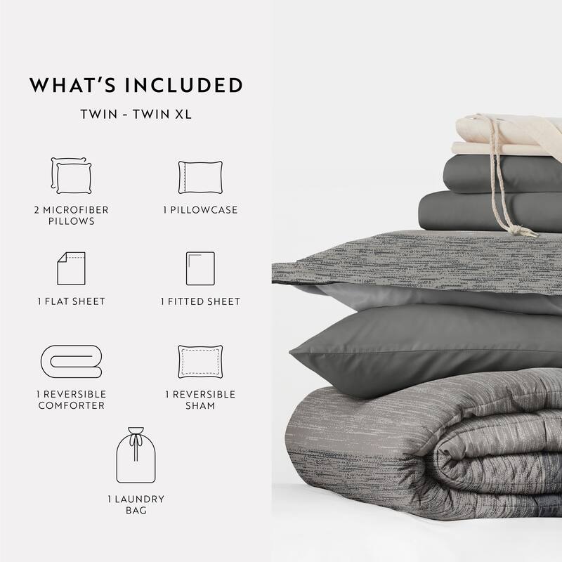 8pc Twin XL Pattern Dorm Bedding Bundle