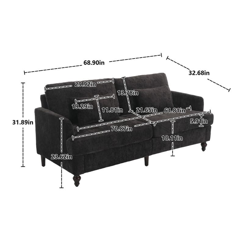 Modern chenille Fabric Loveseat, 2-Seat Upholstered Loveseat Sofa Modern Couch