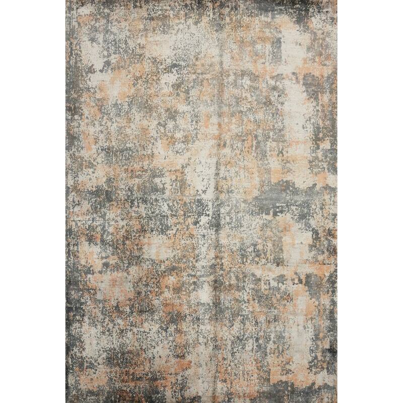 Hand Knotted Oriental Viscose Silk Carpet Modern Abstract Multi-Colored Abstract Area Rug - 9' 10'' X 8' 2''
