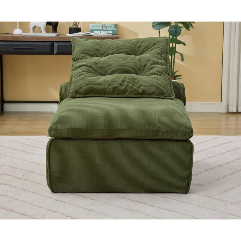 Corduroy Modular Sofa with Lumbar Pillow, 2 Seater Armless Upholstered Sofa Chair, Lounge Couch Chair for Small Spaces