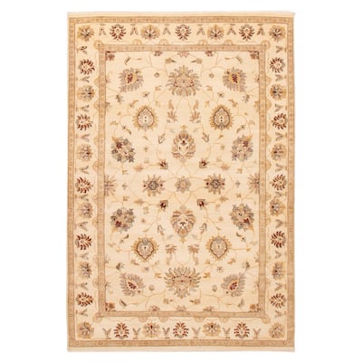 ECARPETGALLERY Hand-knotted Jamshidpour Cream Wool Rug - 6' 4" x 9' 7"