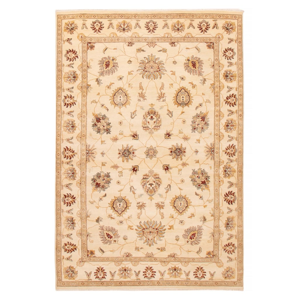 ECARPETGALLERY Hand-knotted Jamshidpour Cream Wool Rug - 6' 4" x 9' 7"