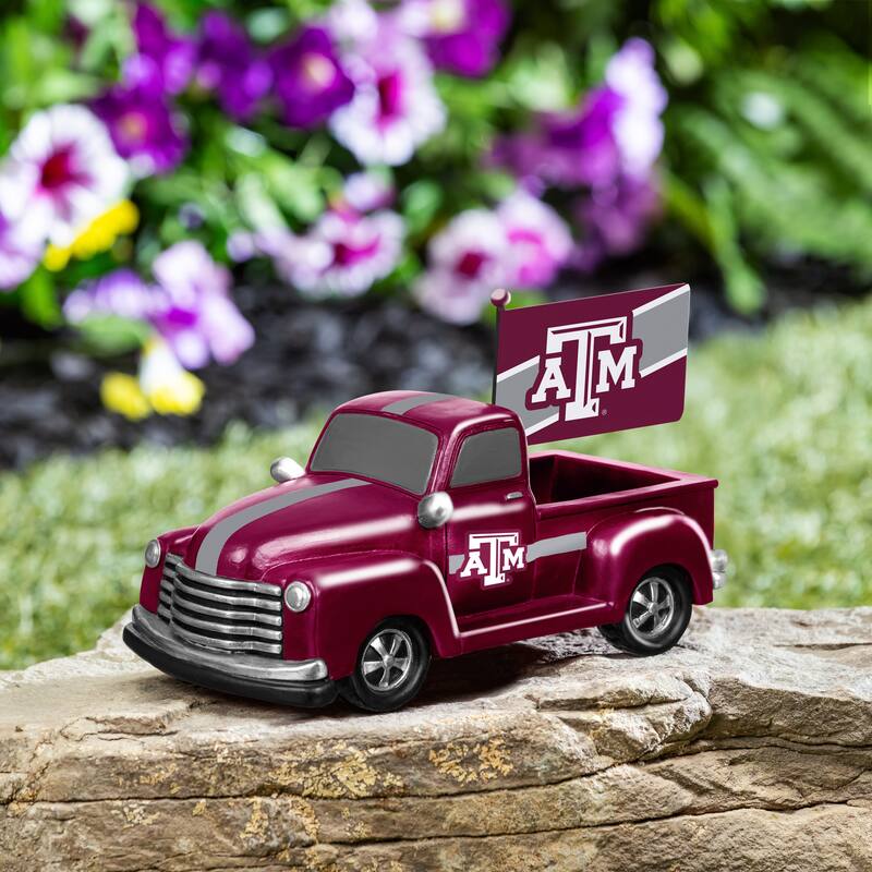 NCAA Rally Truck Garden Statue with Team Flag - Texas A&M