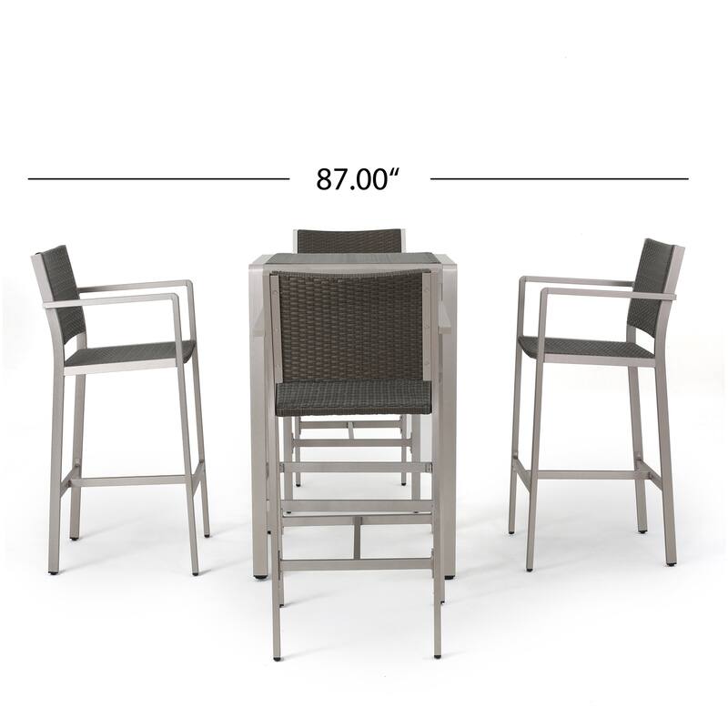 Cape Coral Outdoor 5-piece Aluminum Square Bar Set by Christopher Knight Home