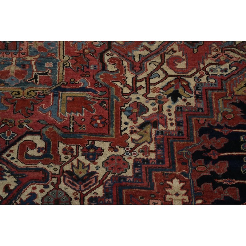 Hand Knotted Oriental 100% Wool Carpet Traditional Medallion Oranges & Rust Heriz (serapi) Area Rug - 14' 2'' X 11' 0''