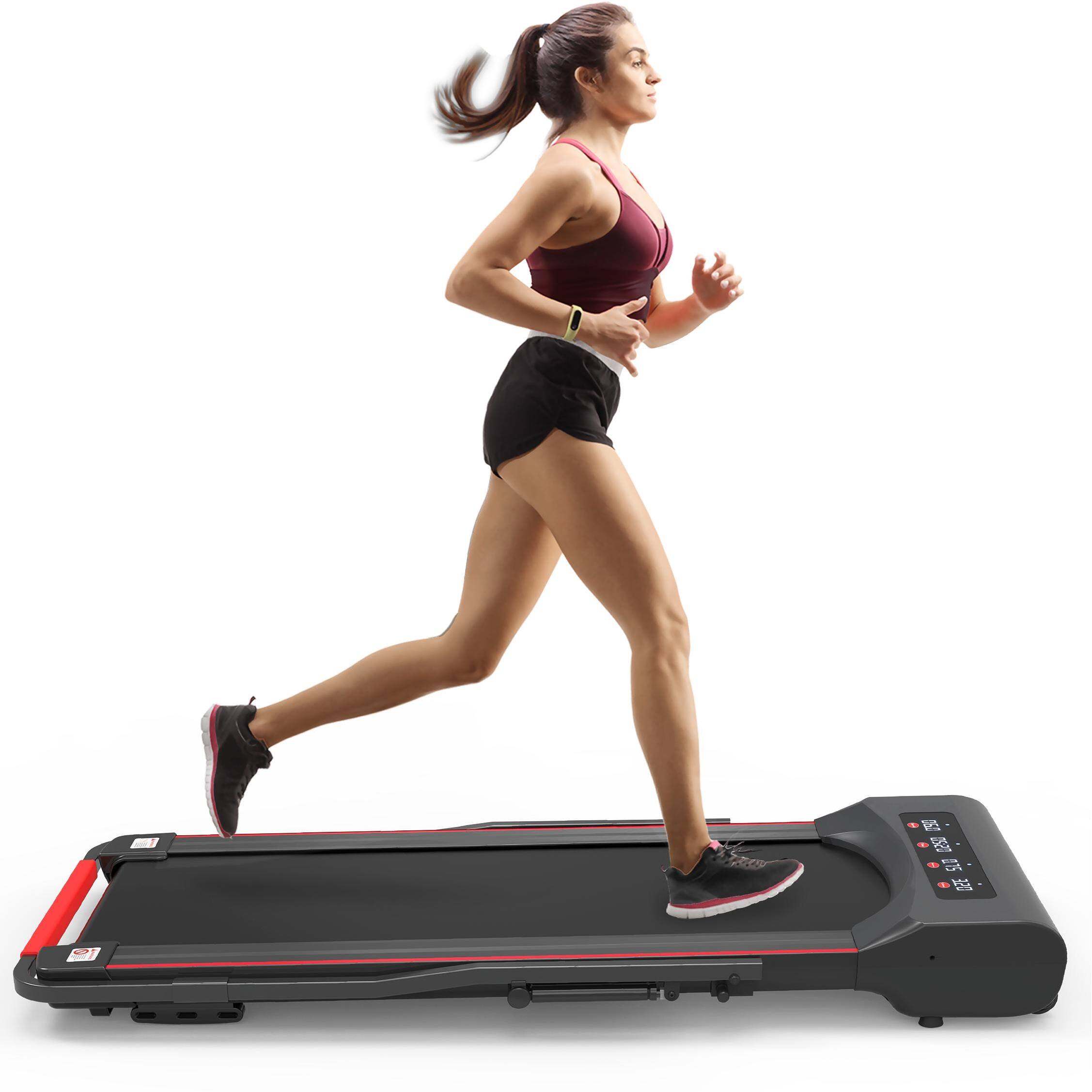 Under Desk Walking Pad Mini Treadmill with Handlebar Foldable Bed