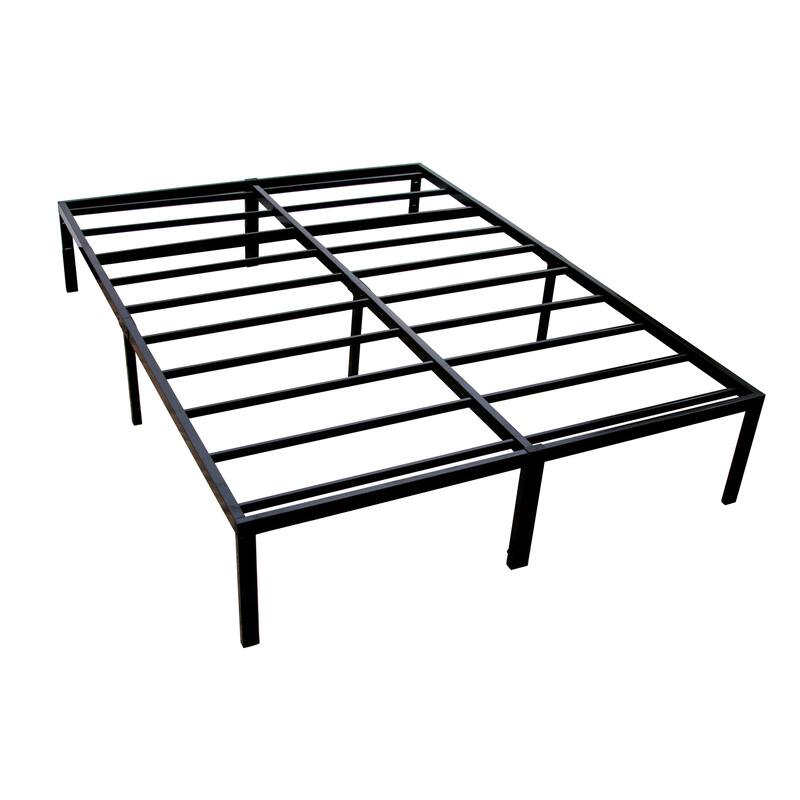 King Steel Black Platform Bed with Heavy-Duty Design