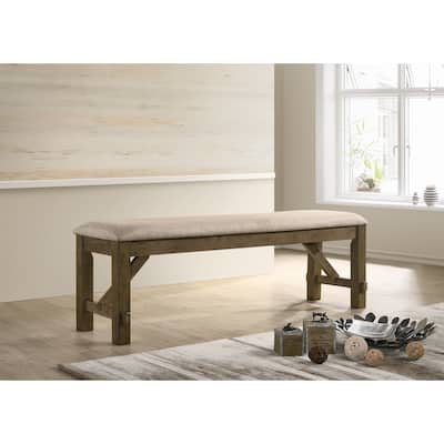 Roundhill Furniture Raven Wood Fabric Upholstered Dining Bench