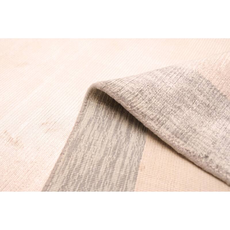 ECARPETGALLERY Hand Loomed Shimmer Ivory Viscose Rug - 7'11 x 11'4