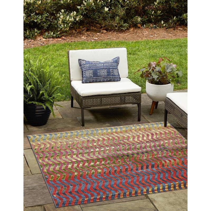 Outdoor Ucul Collection Area Rug - Multi - 6' Square