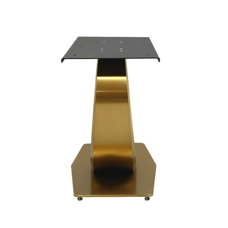 Modern Rectangle Marble Dining Table for 6-8, Marble Kitchen Dinner Table with Gold Finish Metal Base