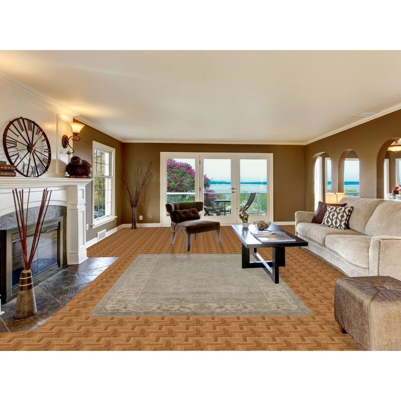 Transitional Beige Oushak Indian Area Rug Hand-Knotted Wool Carpet - 6'2" x 8'11"