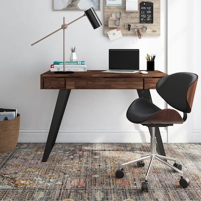 WYNDENHALL Mitchell SOLID ACACIA WOOD Modern Industrial 44 inch Wide Small Desk